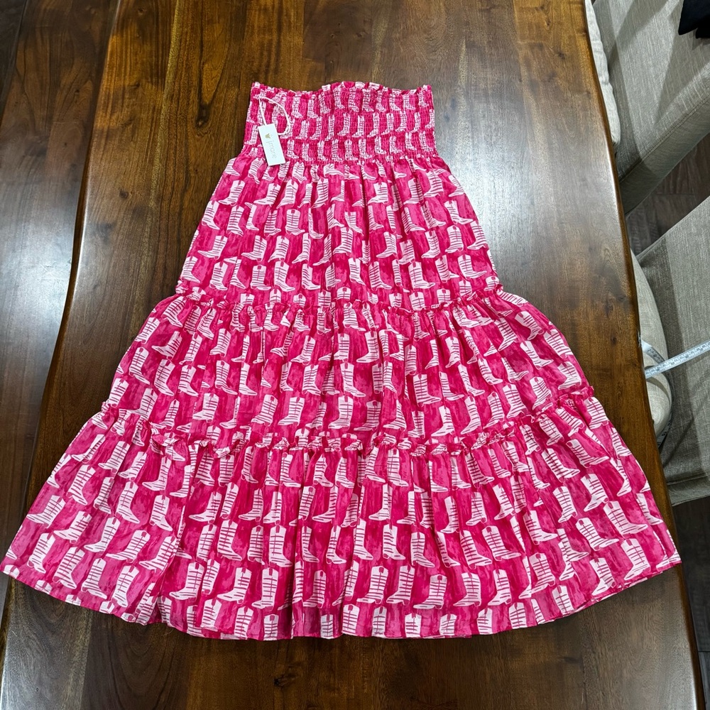 New! J .Marie The Dolly Cowgirl Midi Skirt Boot Print Size Medium